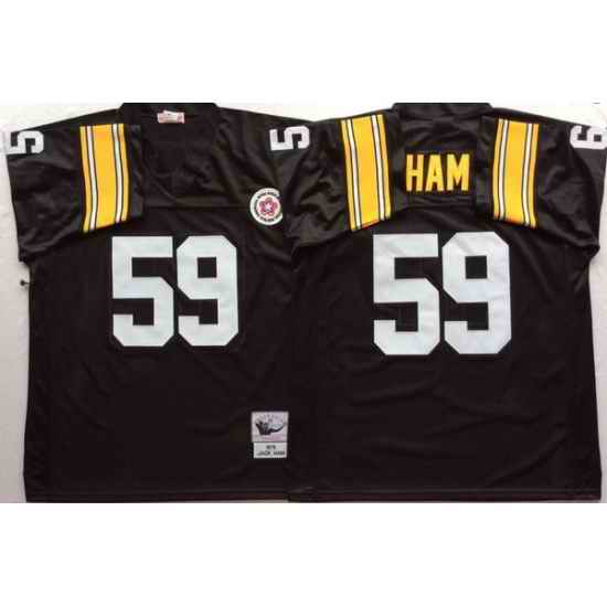 Men Pittsburgh Steelers 59 Jack Ham Black M&N Throwback Jersey